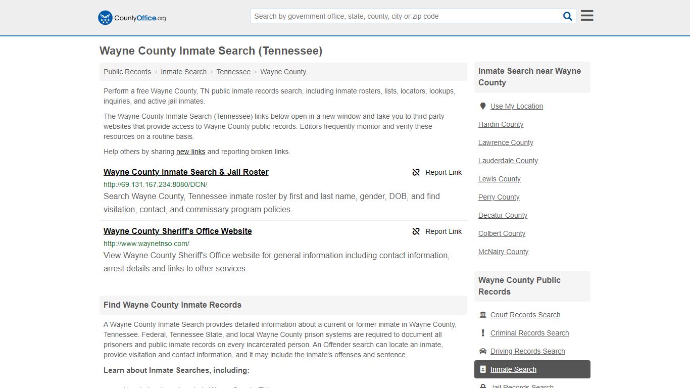 Inmate Search - Wayne County, TN (Inmate Rosters & Locators)